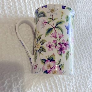 Kent Pottery porcelain coffee mug tea cup England wildflowers with tray